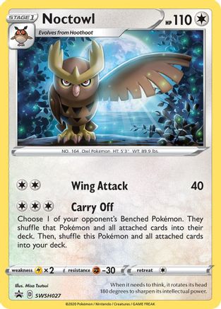 SWSH Sword & Shield Promo Cards  SWSH027 Noctowl  - Holofoil - Promo