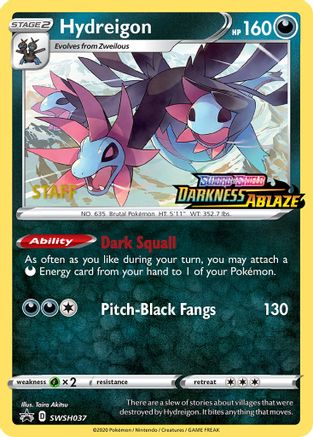 SWSH Sword & Shield Promo Cards  Hydreigon - SWSH037 (Prerelease) [Staff]  - Holofoil - Promo