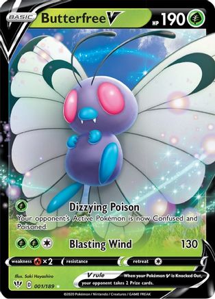 SWSH03 Darkness Ablaze  001/189 Butterfree V  - Holofoil - Ultra Rare