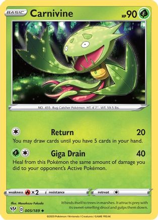 SWSH03 Darkness Ablaze  005/189 Carnivine  - Uncommon