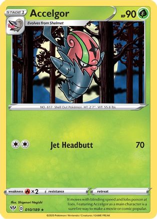 SWSH03 Darkness Ablaze  010/189 Accelgor  - Reverse Holofoil - Rare