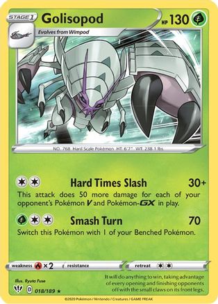 SWSH03 Darkness Ablaze  018/189 Golisopod  - Holofoil - Holo Rare