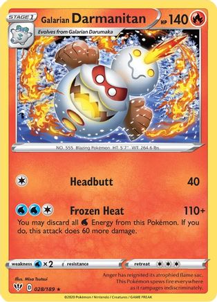 SWSH03 Darkness Ablaze  028/189 Galarian Darmanitan (28)  - Reverse Holofoil - Rare