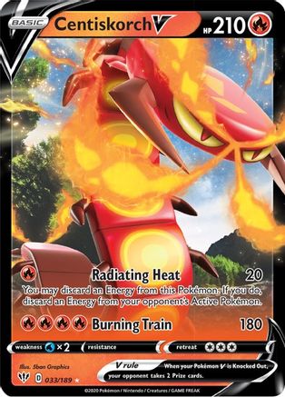 SWSH03 Darkness Ablaze  033/189 Centiskorch V  - Holofoil - Ultra Rare