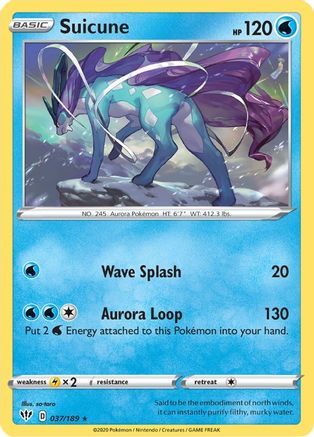 SWSH03 Darkness Ablaze  037/189 Suicune  - Reverse Holofoil - Holo Rare