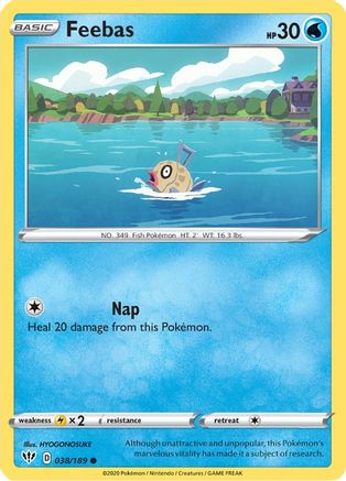 SWSH03 Darkness Ablaze  038/189 Feebas  - Reverse Holofoil - Common
