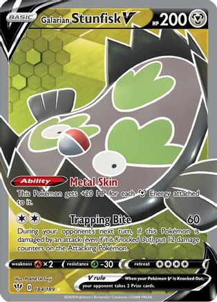 SWSH03 Darkness Ablaze  184/189 Galarian Stunfisk V (Full Art)  - Holofoil - Ultra Rare