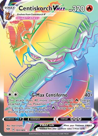 SWSH03 Darkness Ablaze  191/189 Centiskorch VMAX (Secret)  - Holofoil - Secret Rare