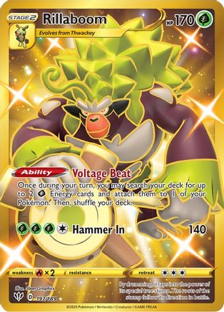 SWSH03 Darkness Ablaze  197/189 Rillaboom (Secret)  - Holofoil - Secret Rare