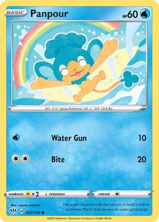SWSH03 Darkness Ablaze  041/189 Panpour  - Reverse Holofoil - Common