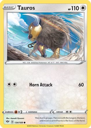 SWSH03 Darkness Ablaze  134/189 Tauros  - Common