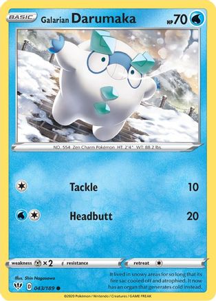 SWSH03 Darkness Ablaze  043/189 Galarian Darumaka  - Reverse Holofoil - Common