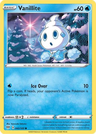 SWSH03 Darkness Ablaze  045/189 Vanillite  - Reverse Holofoil - Common