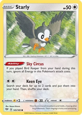 SWSH03 Darkness Ablaze  145/189 Starly  - Common