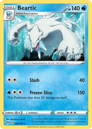 SWSH03 Darkness Ablaze  049/189 Beartic  - Rare