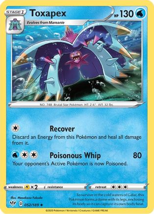 SWSH03 Darkness Ablaze  052/189 Toxapex  - Reverse Holofoil - Uncommon