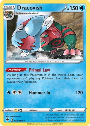 SWSH03 Darkness Ablaze  053/189 Dracovish  - Holofoil - Holo Rare