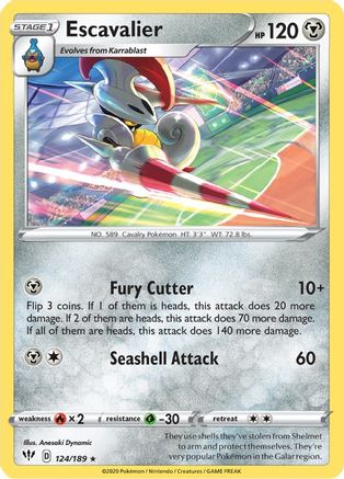 SWSH03 Darkness Ablaze  124/189 Escavalier  - Reverse Holofoil - Rare
