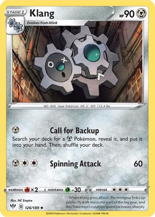 SWSH03 Darkness Ablaze  126/189 Klang  - Uncommon