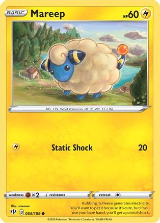 SWSH03 Darkness Ablaze  055/189 Mareep  - Reverse Holofoil - Common