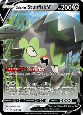 SWSH03 Darkness Ablaze  128/189 Galarian Stunfisk V  - Holofoil - Ultra Rare