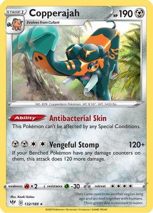 SWSH03 Darkness Ablaze  132/189 Copperajah  - Reverse Holofoil - Holo Rare