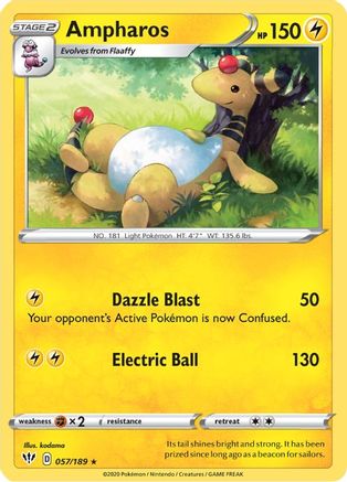SWSH03 Darkness Ablaze  057/189 Ampharos  - Rare