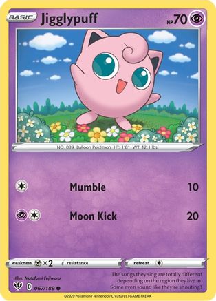 SWSH03 Darkness Ablaze  067/189 Jigglypuff  - Common