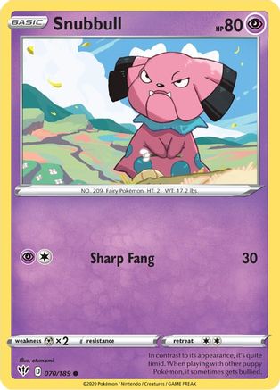 SWSH03 Darkness Ablaze  070/189 Snubbull  - Common