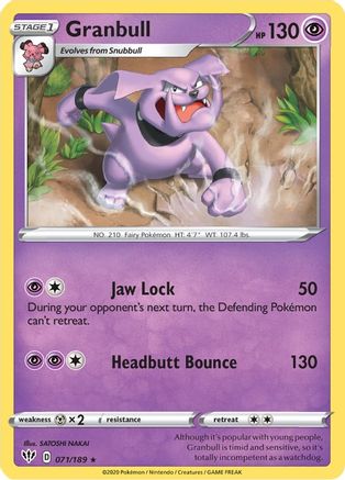 SWSH03 Darkness Ablaze  071/189 Granbull  - Rare