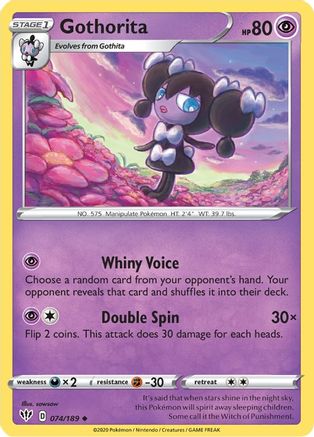 SWSH03 Darkness Ablaze  074/189 Gothorita  - Reverse Holofoil - Uncommon
