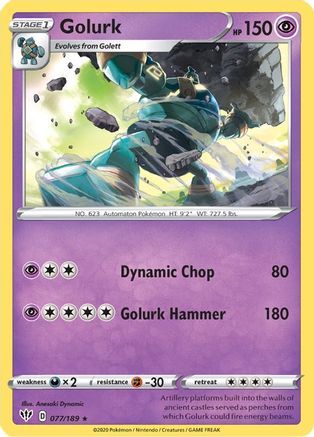 SWSH03 Darkness Ablaze  077/189 Golurk  - Rare