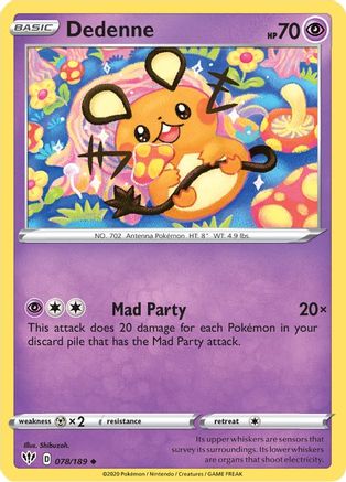 SWSH03 Darkness Ablaze  078/189 Dedenne  - Reverse Holofoil - Uncommon