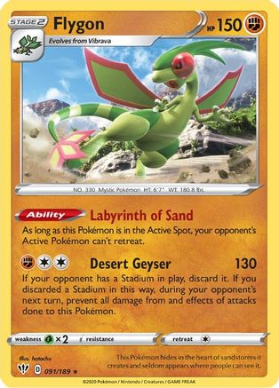 SWSH03 Darkness Ablaze  091/189 Flygon  - Rare