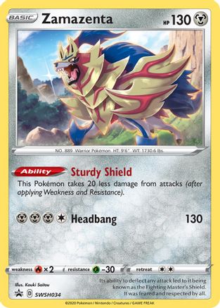 SWSH Sword & Shield Promo Cards  SWSH034 Zamazenta  - Holofoil - Promo