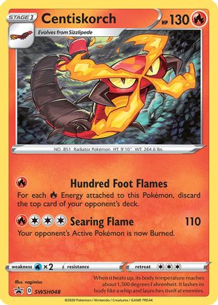 SWSH Sword & Shield Promo Cards  SWSH048 Centiskorch  - Holofoil - Promo