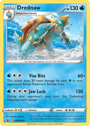SWSH Sword & Shield Promo Cards  SWSH047 Drednaw  - Holofoil - Promo