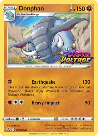 SWSH Sword & Shield Promo Cards  Donphan - SWSH067 (Prerelease) [Staff]  - Holofoil - Promo