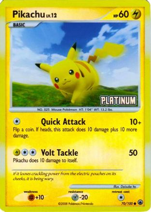 Burger King Promos /100 Pikachu - 70/100 [Platinum]  - Reverse Holofoil - Promo