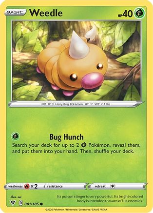 SWSH04 Vivid Voltage  001/185 Weedle  - Reverse Holofoil - Common