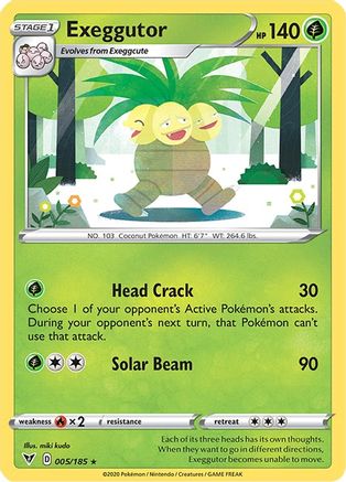 SWSH04 Vivid Voltage  005/185 Exeggutor  - Reverse Holofoil - Rare