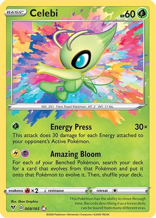 SWSH04 Vivid Voltage  009/185 Celebi  - Holofoil - Amazing Rare