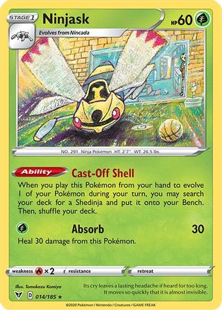 SWSH04 Vivid Voltage  014/185 Ninjask  - Reverse Holofoil - Rare