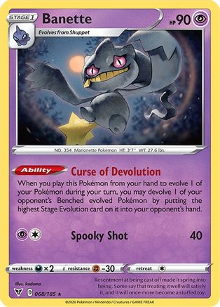 SWSH04 Vivid Voltage  068/185 Banette  - Reverse Holofoil - Rare
