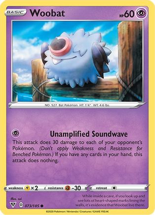 SWSH04 Vivid Voltage  073/185 Woobat  - Reverse Holofoil - Common