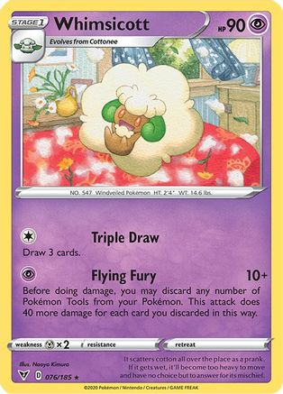 SWSH04 Vivid Voltage  076/185 Whimsicott  - Reverse Holofoil - Rare
