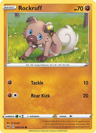 SWSH04 Vivid Voltage  094/185 Rockruff  - Common