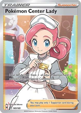 SWSH04 Vivid Voltage  185/185 Pokemon Center Lady (Full Art)  - Holofoil - Ultra Rare