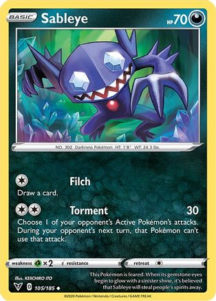 SWSH04 Vivid Voltage  105/185 Sableye  - Uncommon