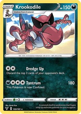 SWSH04 Vivid Voltage  109/185 Krookodile  - Reverse Holofoil - Rare